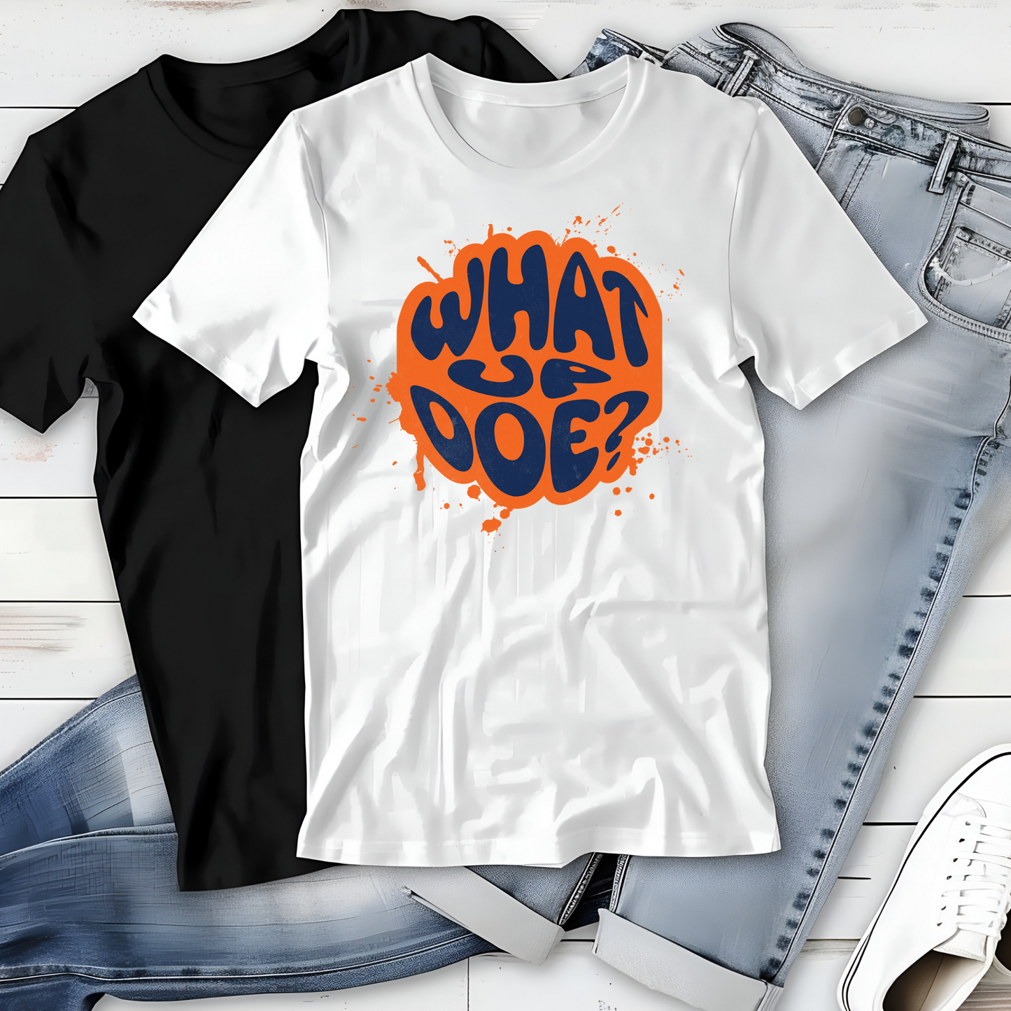 What Up Doe Unisex T-Shirt Orange & Blue
