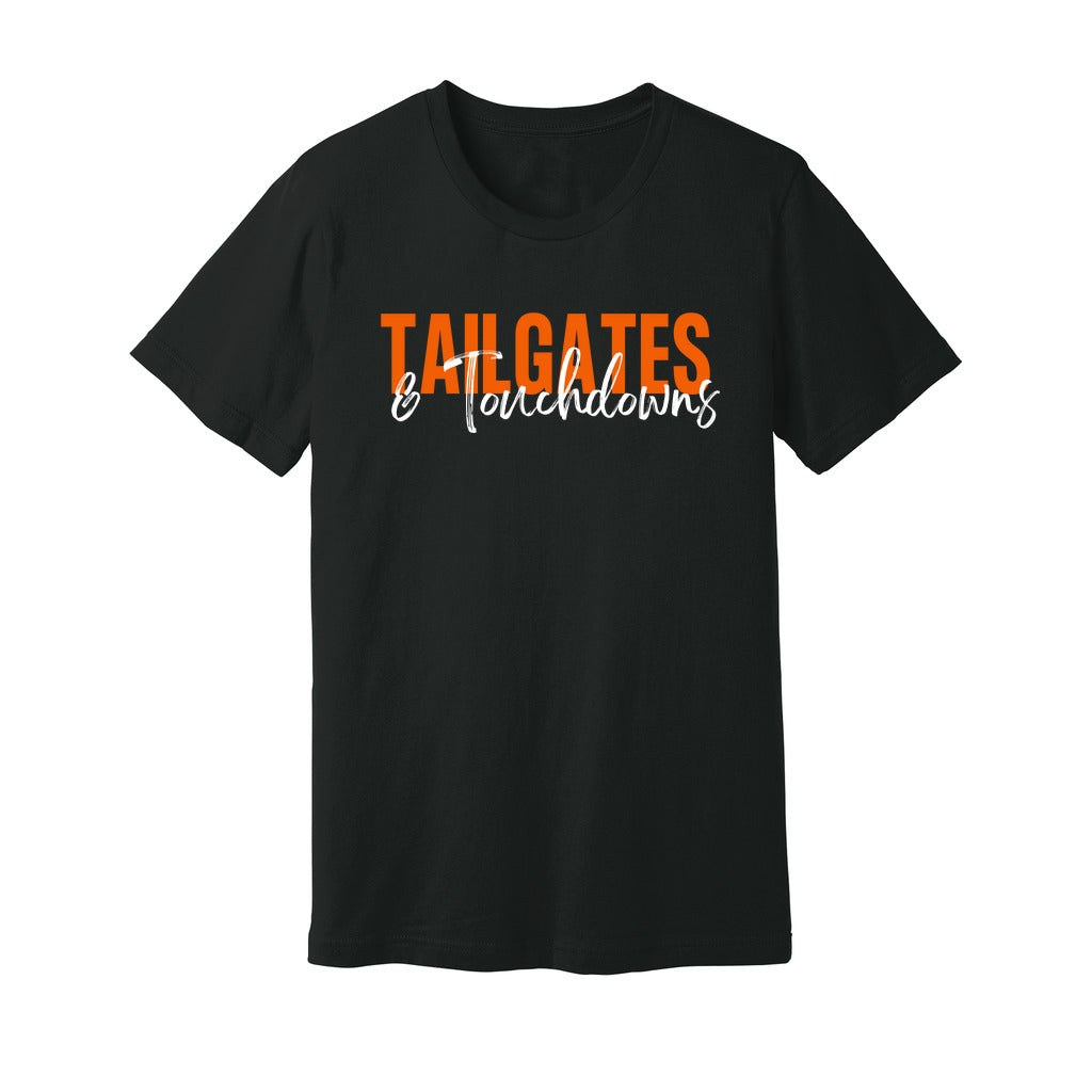 Tailgates & Touchdowns (Unisex) Jersey T-Shirt - Orange & White