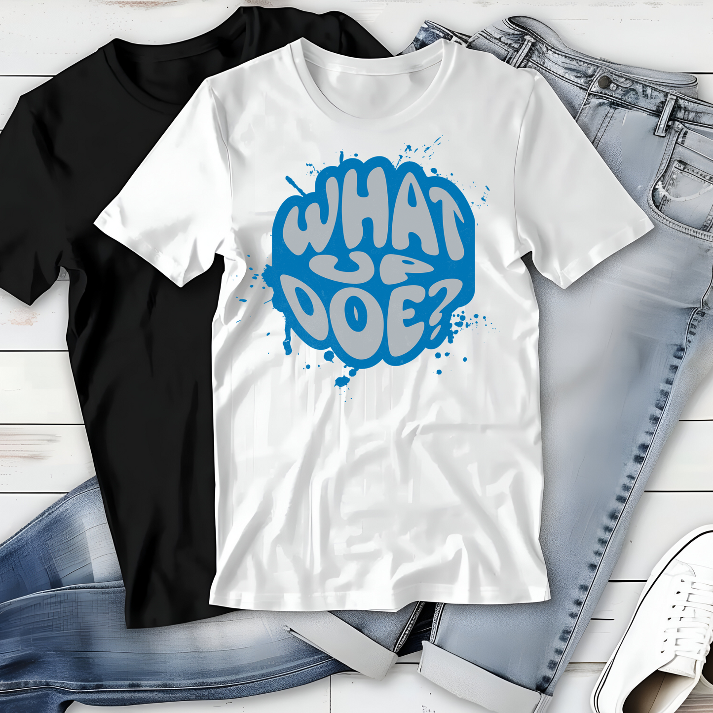 What Up Doe Unisex T-Shirt - Blue & Silver