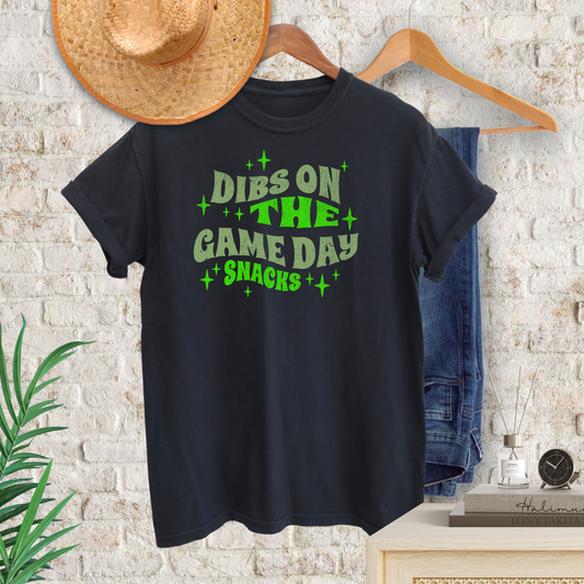 Dibs On The Game Day Snacks Unisex Champion T-Shirt - Green