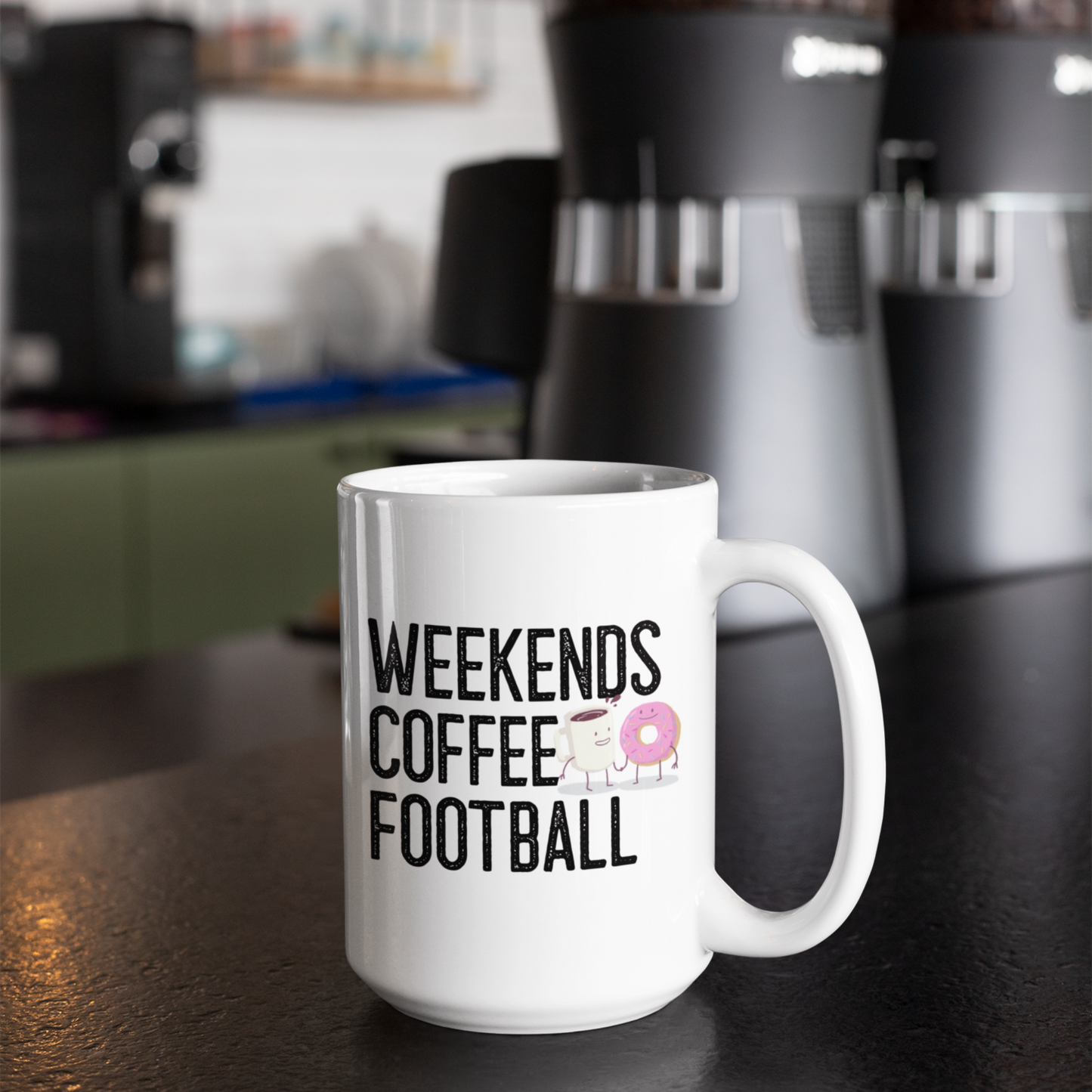 Weekends Coffee Football Mug 15 oz
